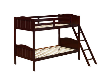 Littleton Espresso Twin/Twin Bunk Bed with Ladder - 405053BRN - Bien Home Furniture &amp; Electronics