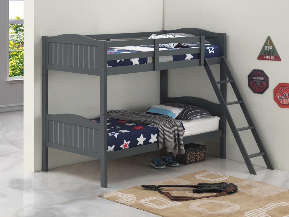 Littleton Gray Twin/Twin Bunk Bed with Ladder - 405053GRY - Bien Home Furniture &amp; Electronics