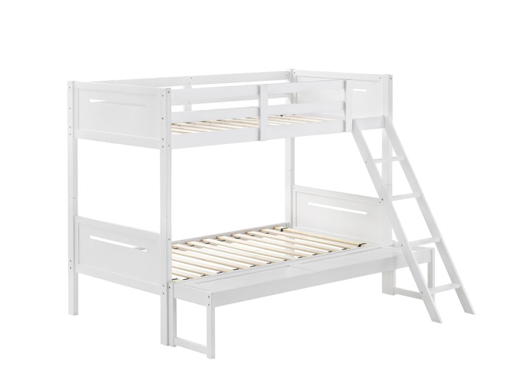 Littleton White Twin/Full Bunk Bed - 405052WHT - Bien Home Furniture &amp; Electronics