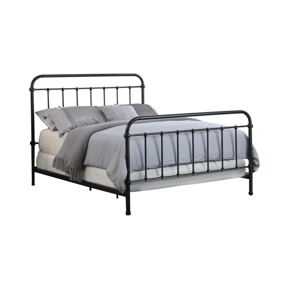 Livingston Eastern King Panel Metal Bed Dark Bronze - 300399KE - Bien Home Furniture &amp; Electronics