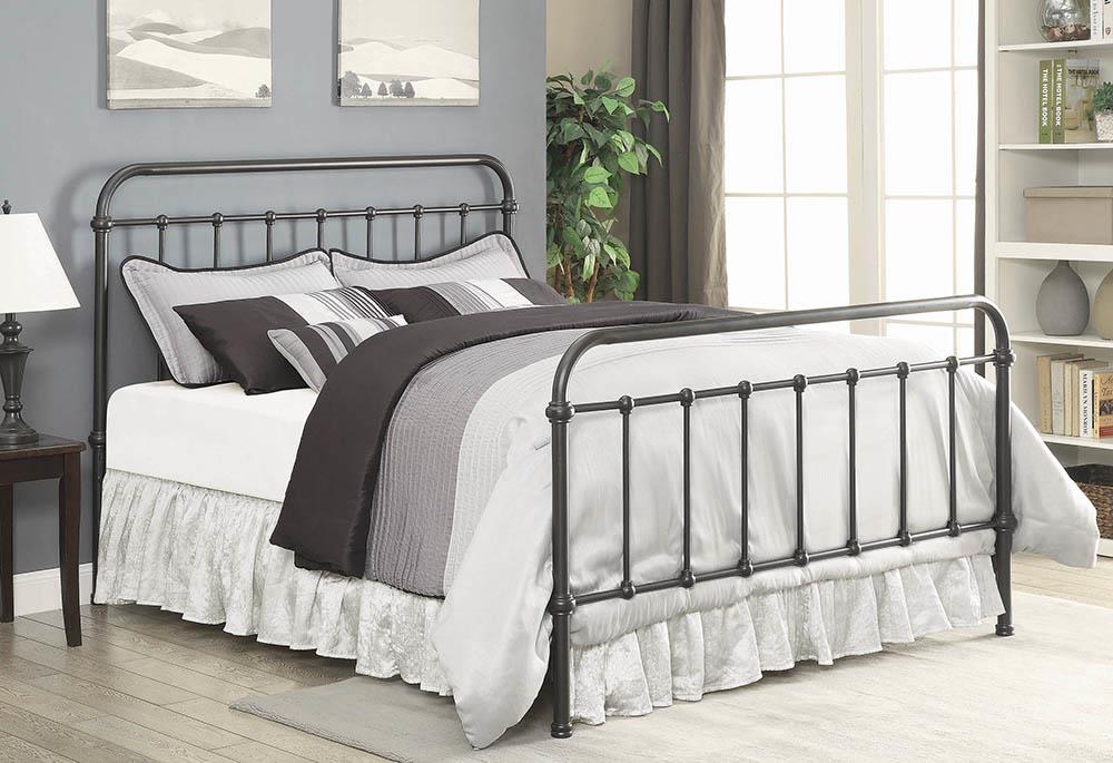 Livingston Eastern King Panel Metal Bed Dark Bronze - 300399KE - Bien Home Furniture &amp; Electronics