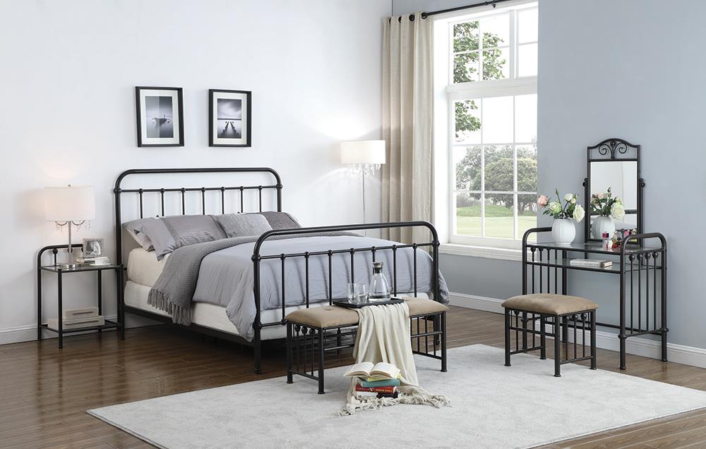 Livingston Eastern King Panel Metal Bed Dark Bronze - 300399KE - Bien Home Furniture &amp; Electronics