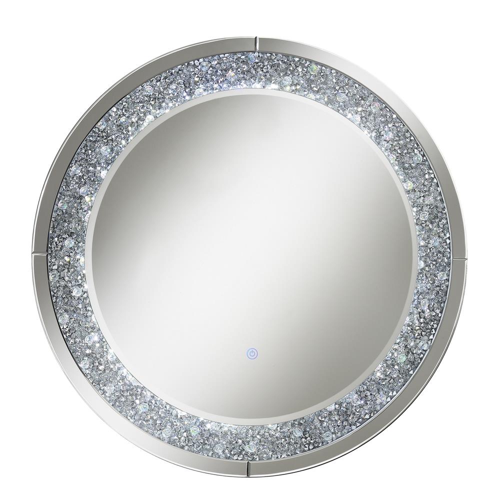 Lixue Silver Round Wall Mirror with LED Lighting - 961428 - Bien Home Furniture &amp; Electronics