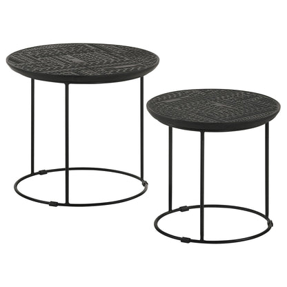 Loannis 2-Piece Round Nesting Table Matte Black - 935842 - Bien Home Furniture &amp; Electronics