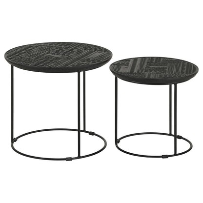 Loannis 2-Piece Round Nesting Table Matte Black - 935842 - Bien Home Furniture &amp; Electronics