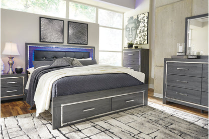 Lodanna Gray King Panel Bed with 2 Storage Drawers - SET | B214-56S | B214-58 | B214-97 - Bien Home Furniture &amp; Electronics