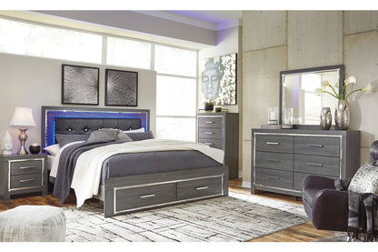Lodanna Gray King Panel Bed with 2 Storage Drawers - SET | B214-56S | B214-58 | B214-97 - Bien Home Furniture &amp; Electronics