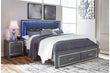 Lodanna Gray King Panel Bed with 2 Storage Drawers - SET | B214-56S | B214-58 | B214-97 - Bien Home Furniture & Electronics