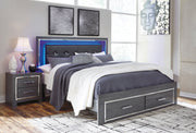 Lodanna Gray King Platform Bed with 2 Storage Drawers - SET | B214-56S | B214-58 | B214-95 | B100-14 - Bien Home Furniture & Electronics