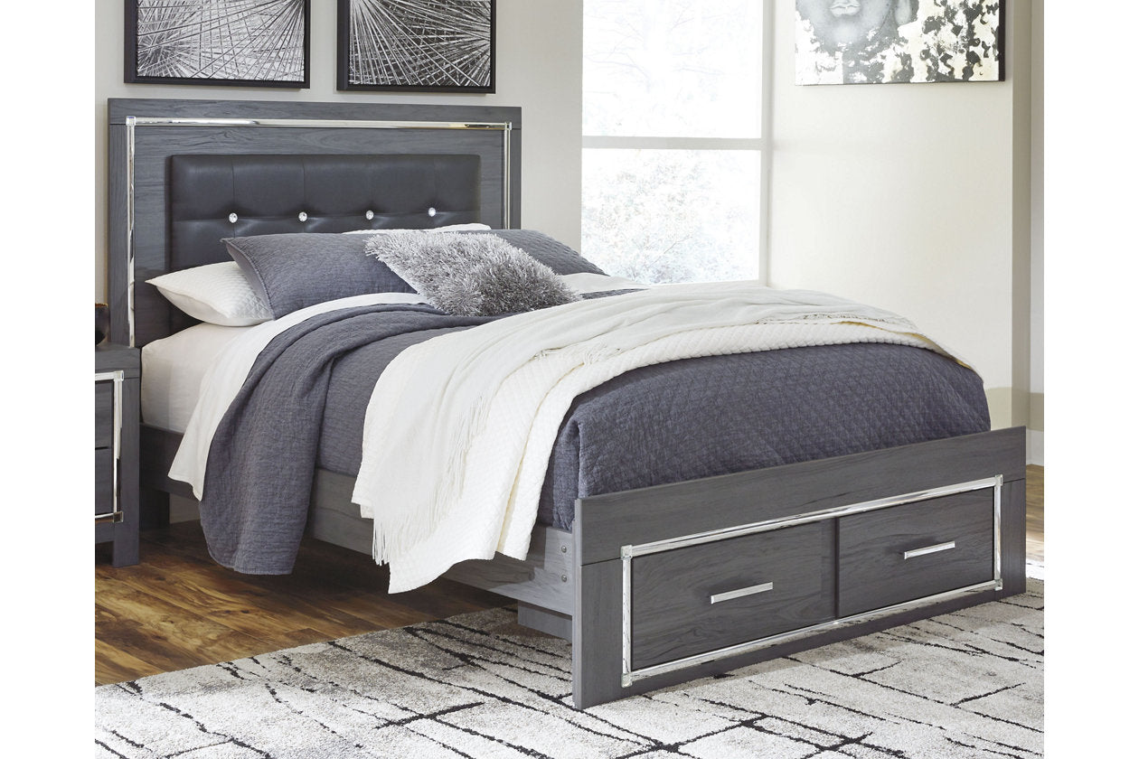 Lodanna Gray Queen Panel Bed with 2 Storage Drawers - SET | B214-54S | B214-57 | B214-96 - Bien Home Furniture &amp; Electronics