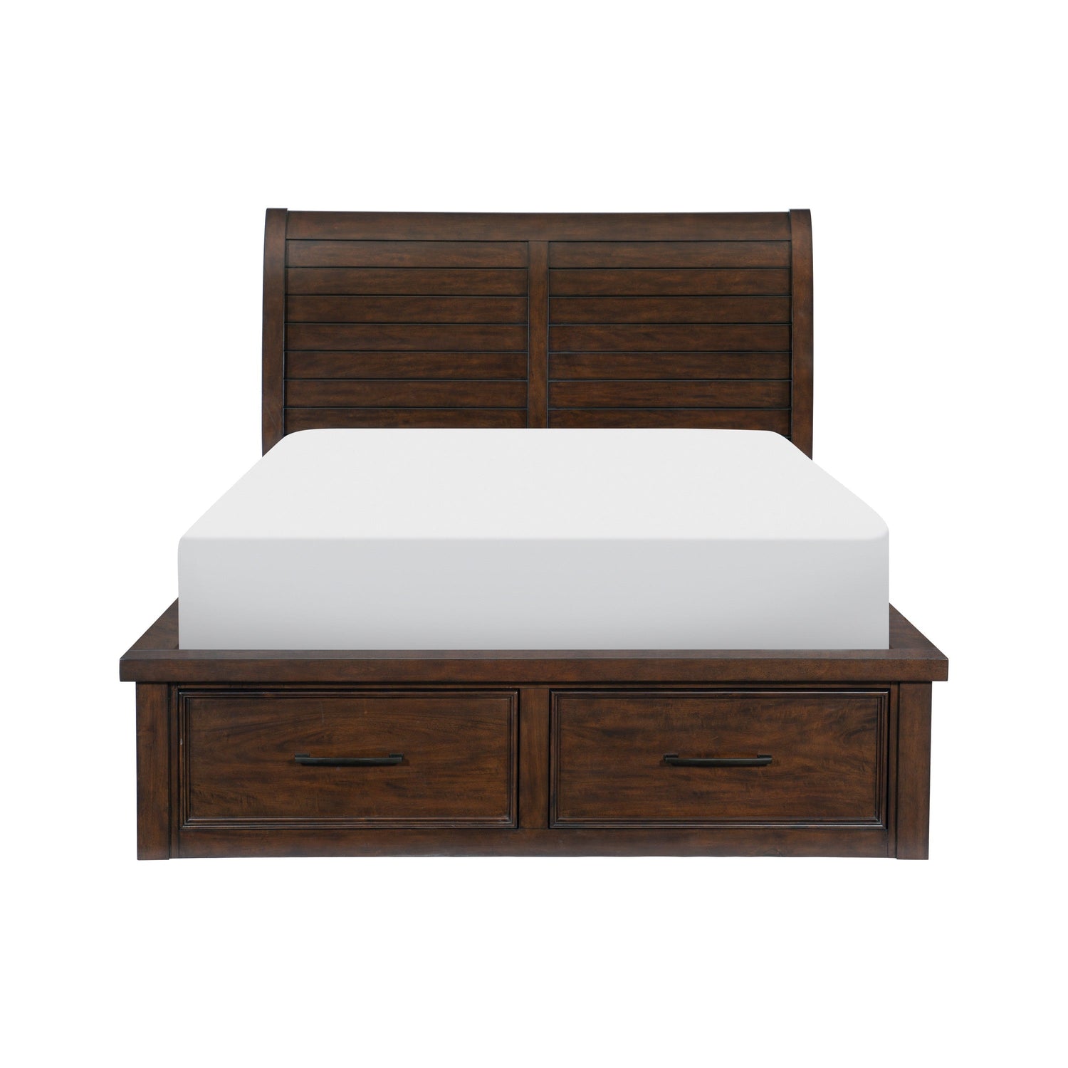 Logandale Brown Queen Sleigh Storage Platform Bed - SET | 1559-1 | 1559-2 | 1559-3DW(2) - Bien Home Furniture &amp; Electronics