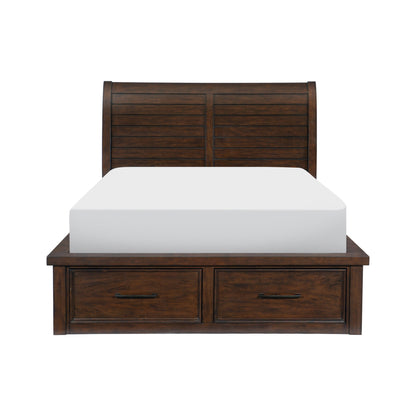 Logandale Brown Queen Sleigh Storage Platform Bed - SET | 1559-1 | 1559-2 | 1559-3DW(2) - Bien Home Furniture &amp; Electronics