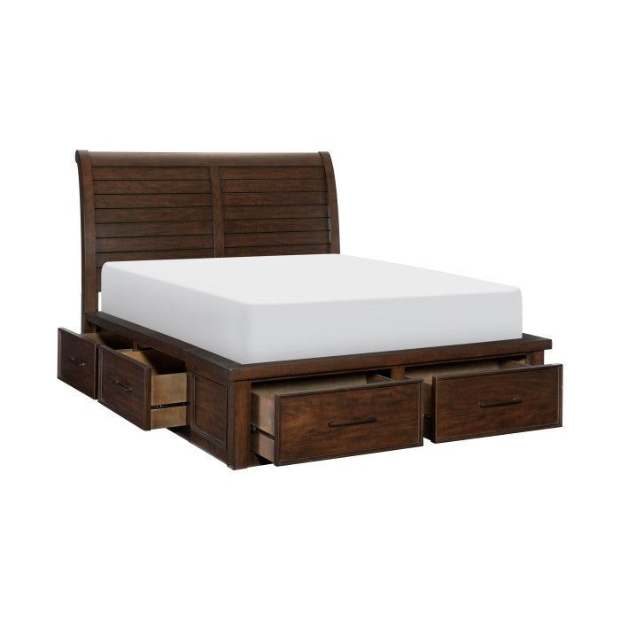 Logandale Brown Sleigh Storage Platform Bedroom Set - SET | 1559K-1 | 1559K-2 | 1559-3DW(2) | 1559-4 | 1559-9 - Bien Home Furniture &amp; Electronics