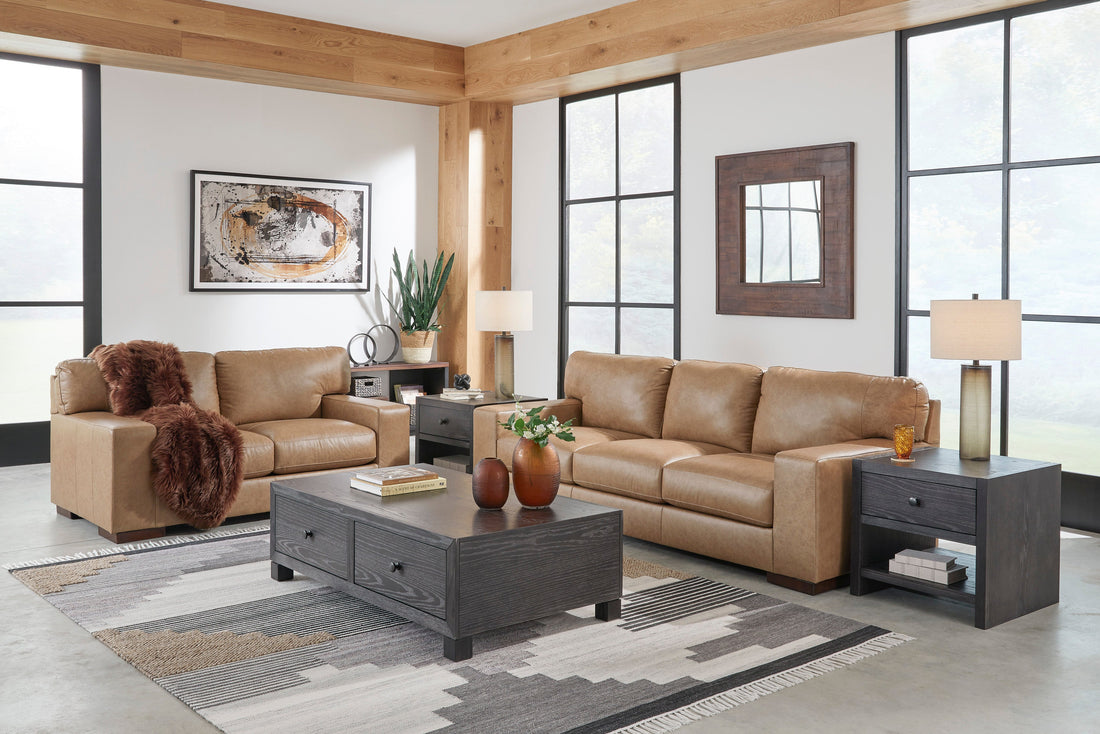 Lombardia Tumbleweed Leather Living Room Set - SET | 5730238 | 5730235 - Bien Home Furniture &amp; Electronics