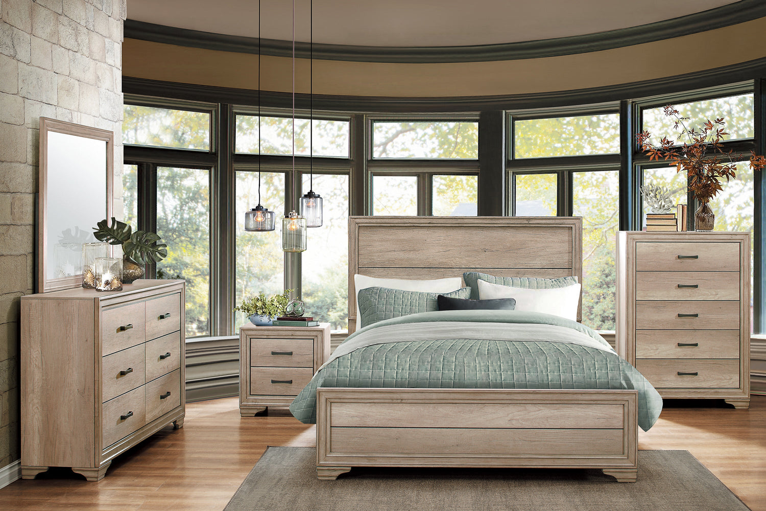 Lonan Rustic Panel Bedroom Set - SET | 1955-3 | 1955-5 | 1955-6 | 1955-4 | 1955-9 | 1955K-1 - Bien Home Furniture &amp; Electronics