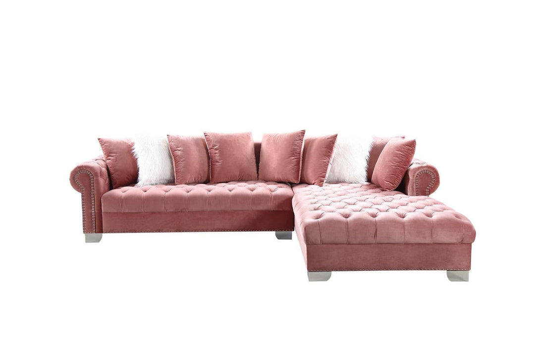 London Pink Velvet RAF Oversized Sectional - London-Pink - Bien Home Furniture &amp; Electronics