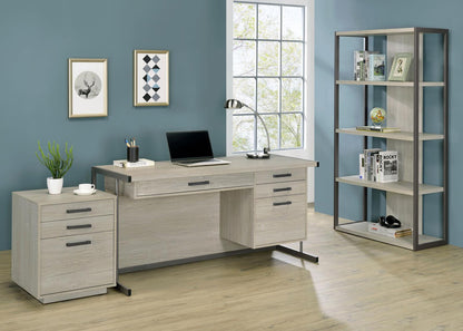 Loomis Whitewashed Gray 4-Shelf Bookcase - 805883 - Bien Home Furniture &amp; Electronics