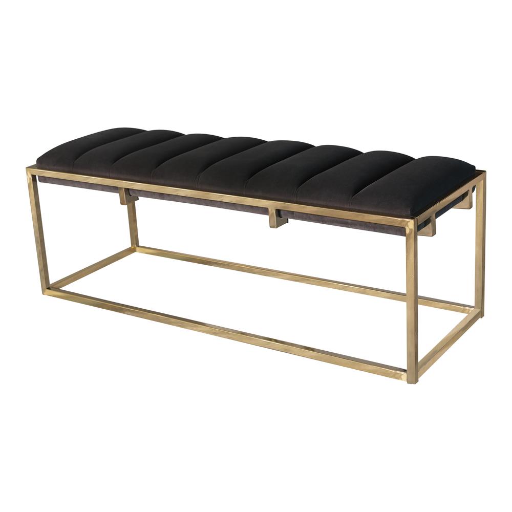 Lorena Dark Gray/Gold Tufted Cushion Bench - 914111 - Bien Home Furniture &amp; Electronics