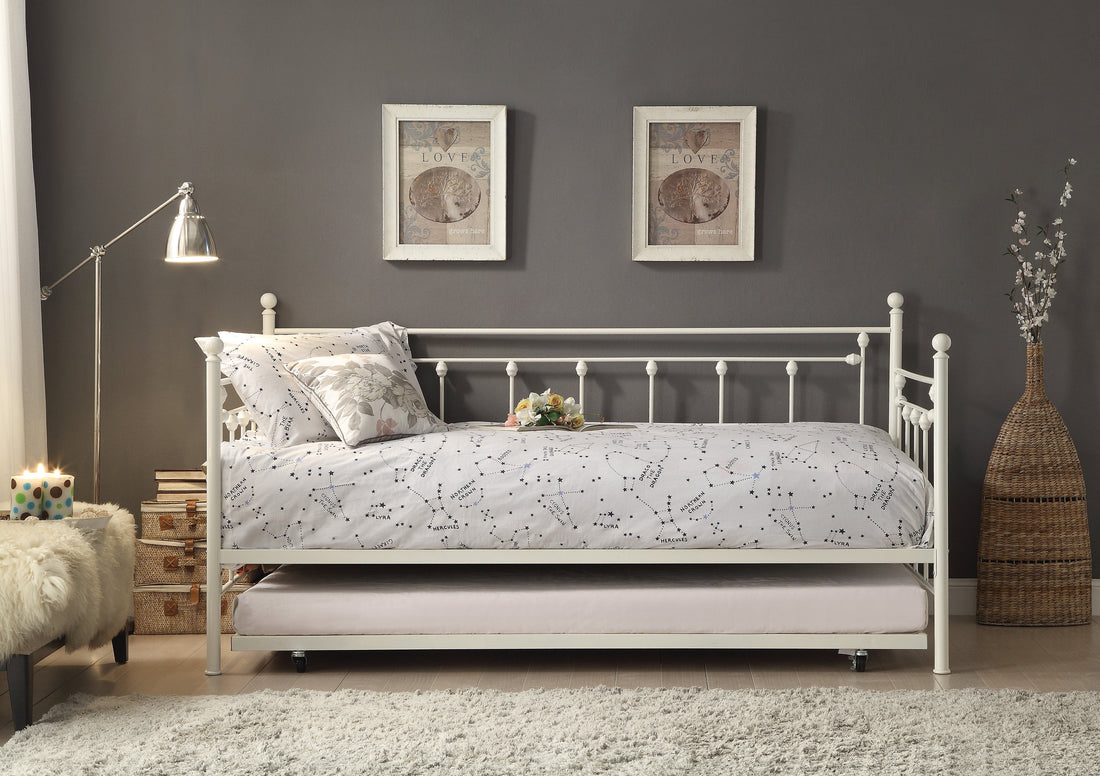 Lorena White Metal Daybed with Trundle - 4965W-NT - Bien Home Furniture &amp; Electronics