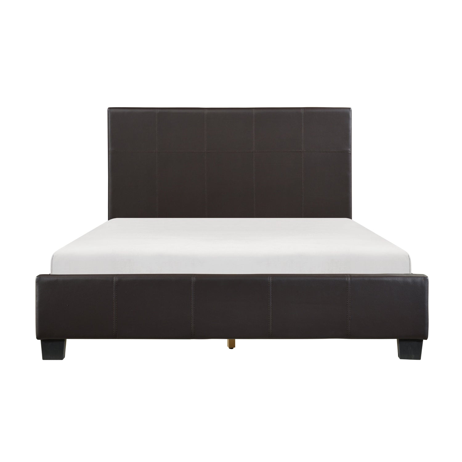 Lorenzi Dark Brown Queen Upholstered Platform Bed - SET | 2220DBR-1 | 2220DBR-3 - Bien Home Furniture &amp; Electronics
