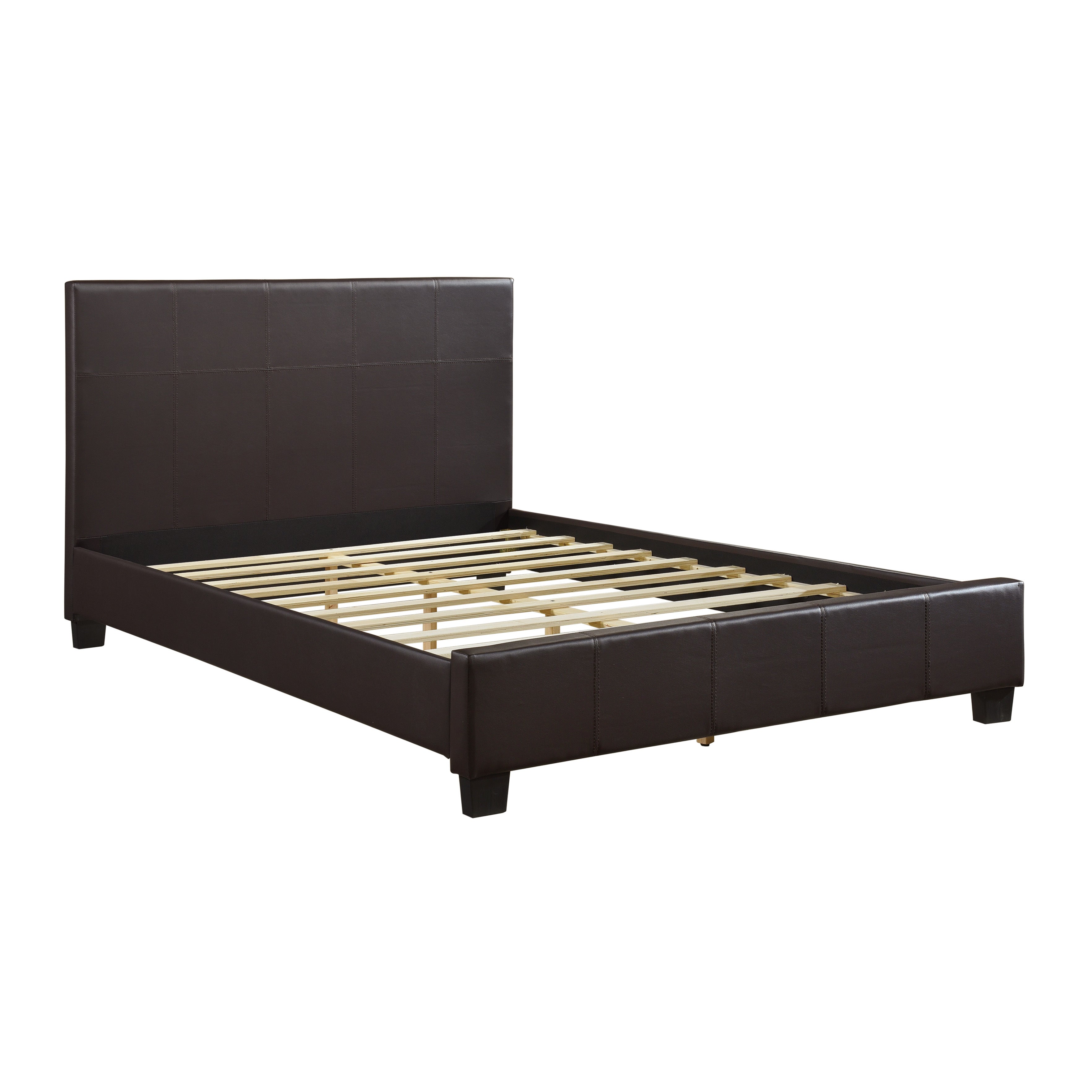 Lorenzi Dark Brown Queen Upholstered Platform Bed - SET | 2220DBR-1 | 2220DBR-3 - Bien Home Furniture &amp; Electronics