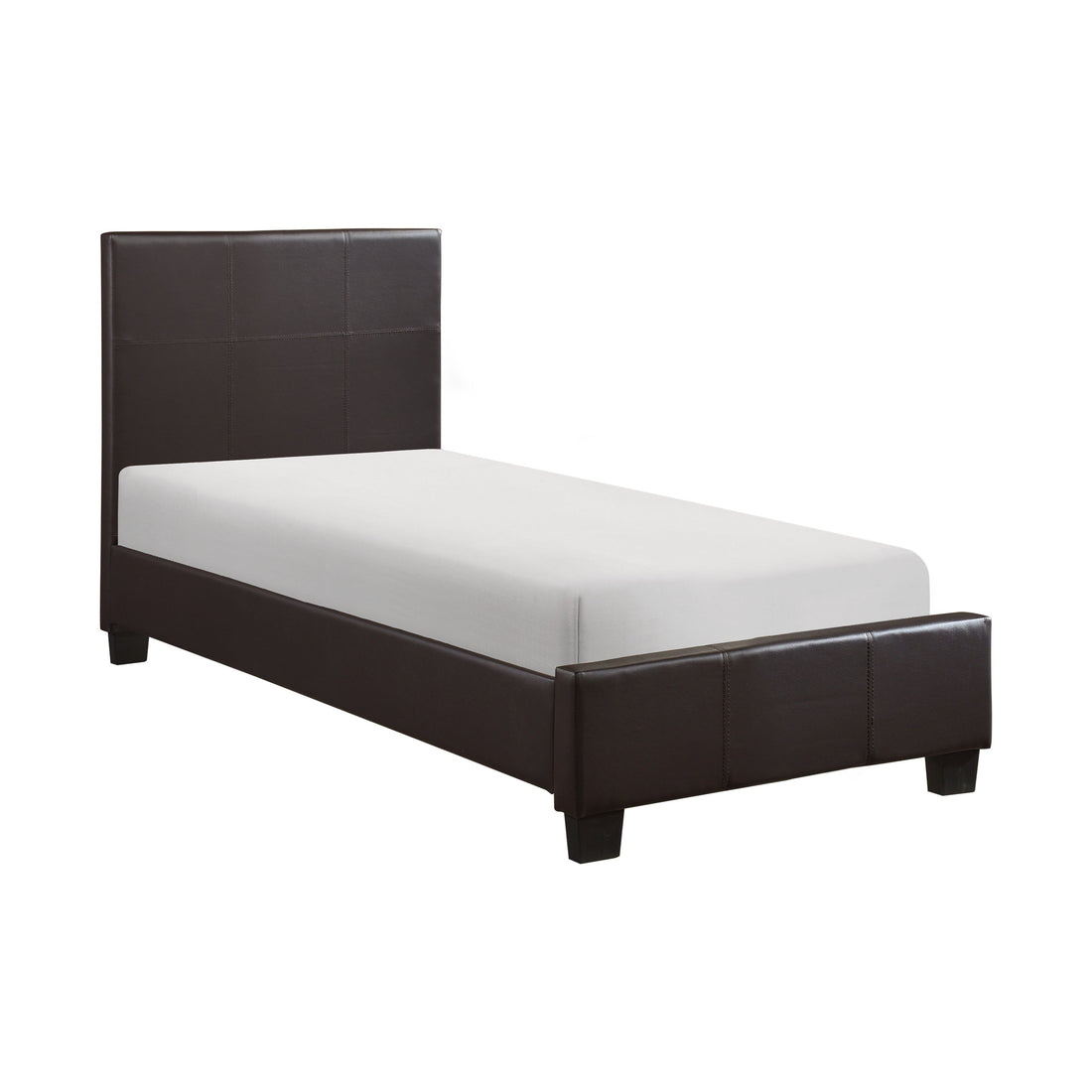 Lorenzi Dark Brown Twin Upholstered Platform Bed - SET | 2220TDBR-1 | 2220TDBR-3 - Bien Home Furniture &amp; Electronics