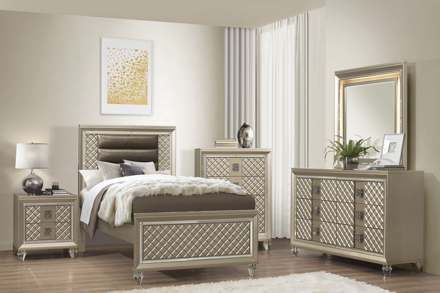 Loudon Champagne Metallic Youth Mirror (Mirror Only) - B1515-6 - Bien Home Furniture &amp; Electronics
