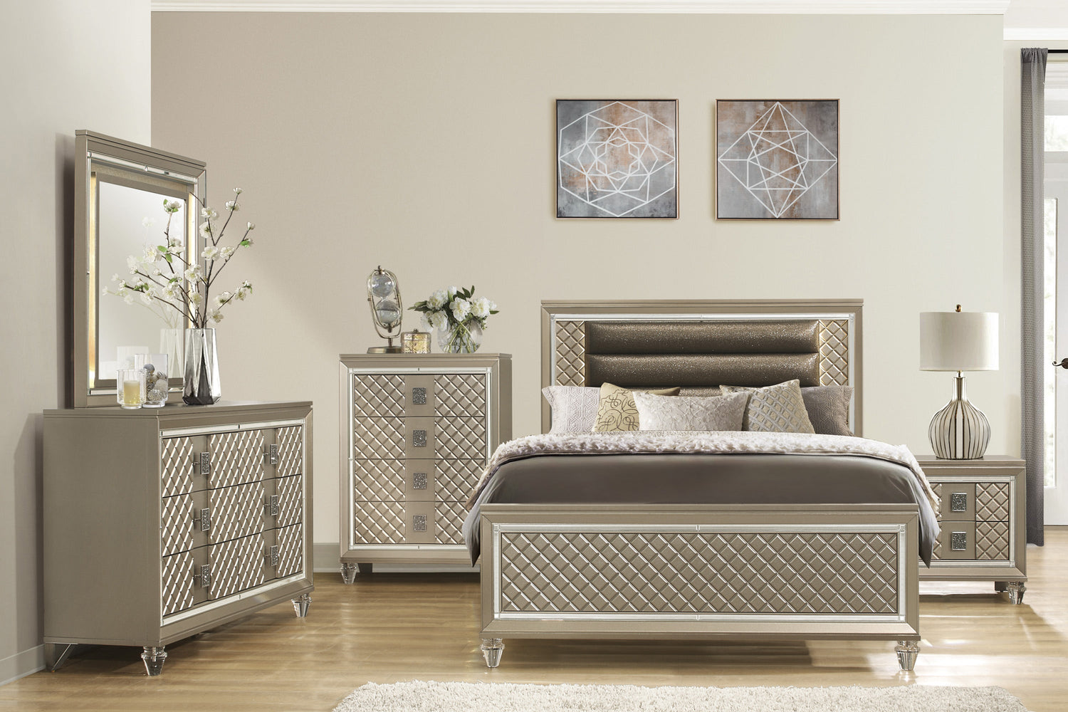 Loudon Champagne Metallic Youth Mirror (Mirror Only) - B1515-6 - Bien Home Furniture &amp; Electronics