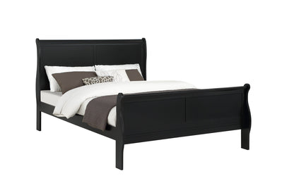 Louis Philip Black Queen Sleigh Bed - SET | B3950-Q-HBFB | B3950-Q-RAIL - Bien Home Furniture &amp; Electronics