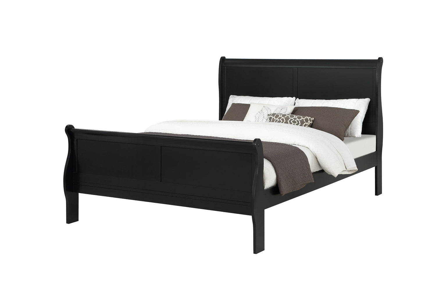 Louis Philip Black Sleigh Bedroom Set - SET | B3950-K-HBFB | B3950-K-RAIL | B3950-2 | B3950-4 - Bien Home Furniture &amp; Electronics
