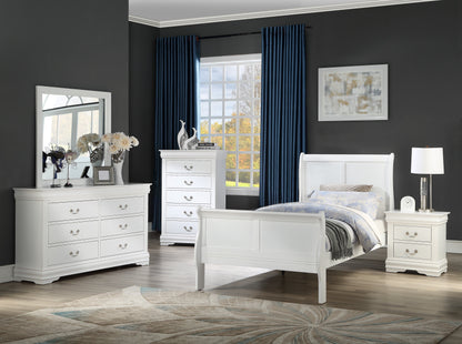 Louis Philip White Twin Sleigh Bed - SET | B3650-T-HBFB | B3650-T-RAIL - Bien Home Furniture &amp; Electronics
