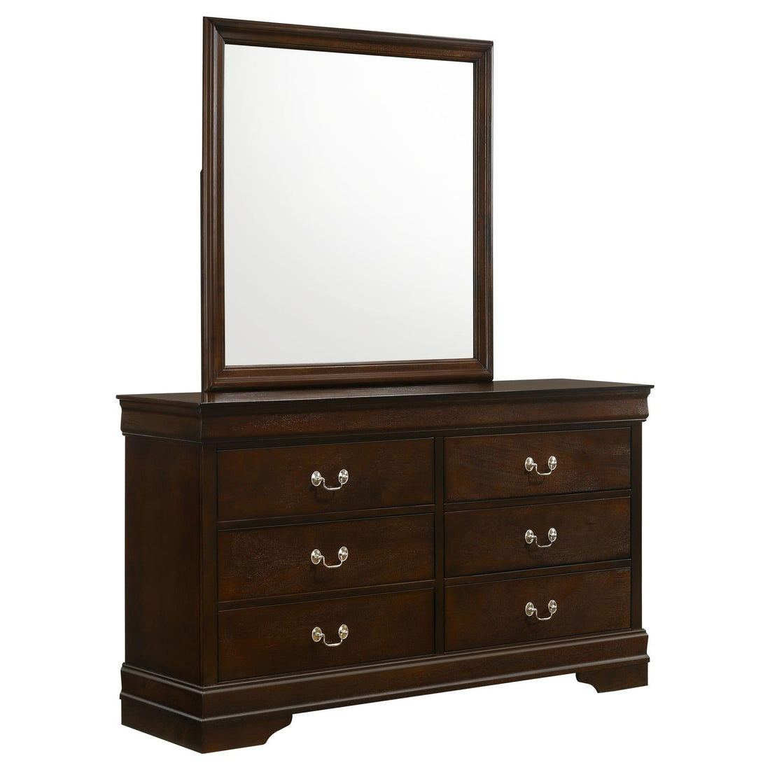 Louis Philippe 6-drawer Dresser with Mirror Cappuccino - 202413M - Bien Home Furniture &amp; Electronics