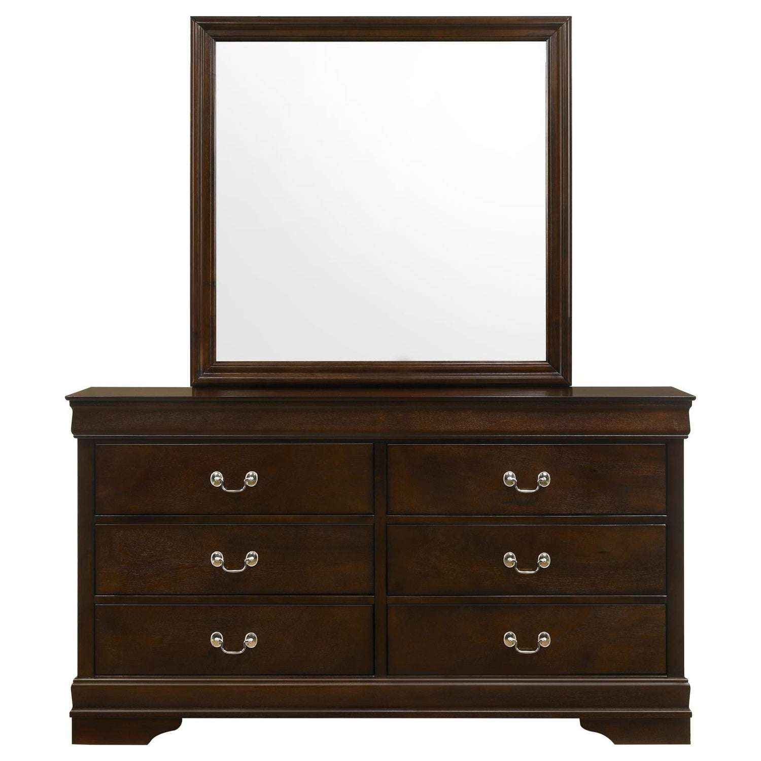 Louis Philippe 6-drawer Dresser with Mirror Cappuccino - 202413M - Bien Home Furniture &amp; Electronics