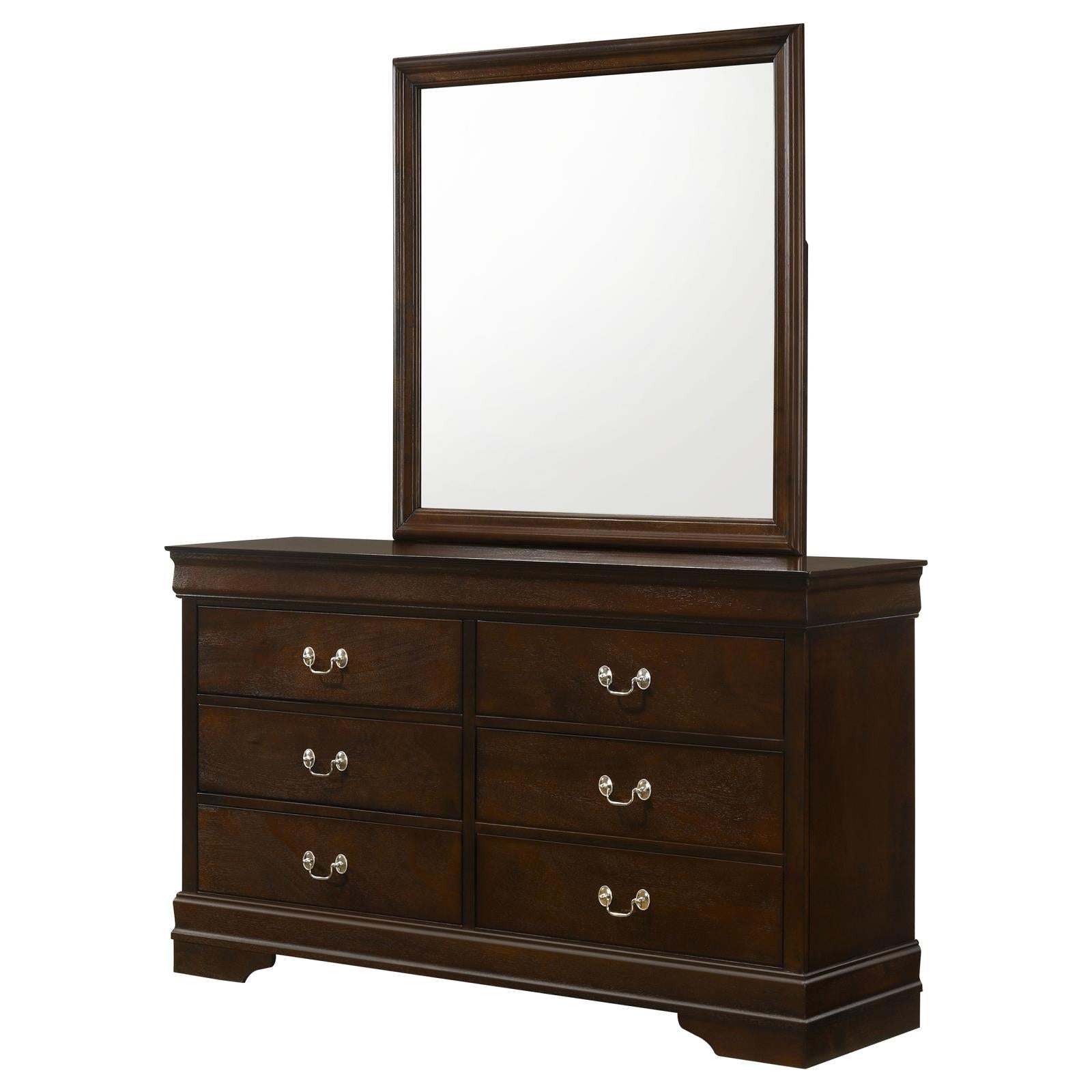 Louis Philippe 6-drawer Dresser with Mirror Cappuccino - 202413M - Bien Home Furniture &amp; Electronics