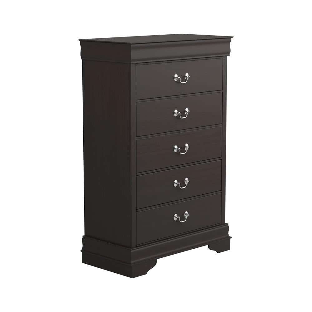 Louis Philippe Cappuccino 5-Drawer Chest with Silver Bails - 202415 - Bien Home Furniture &amp; Electronics