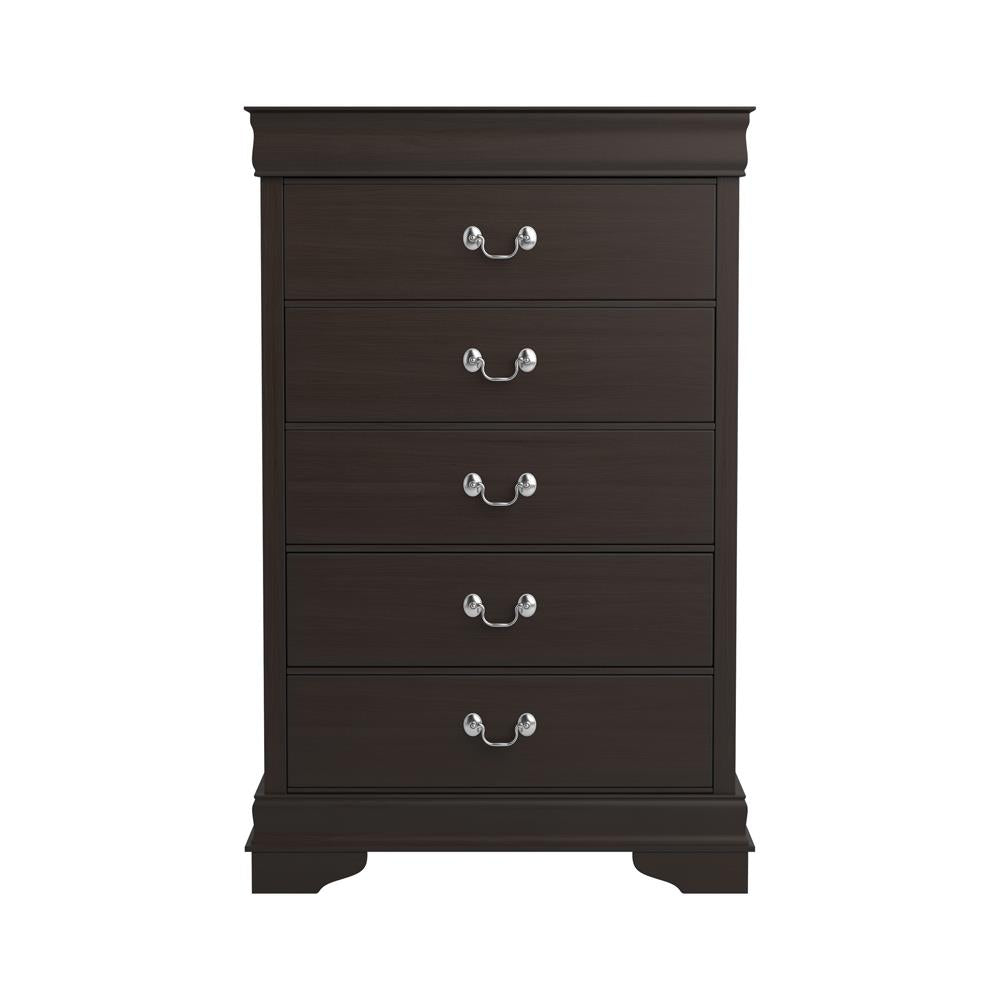 Louis Philippe Cappuccino 5-Drawer Chest with Silver Bails - 202415 - Bien Home Furniture &amp; Electronics