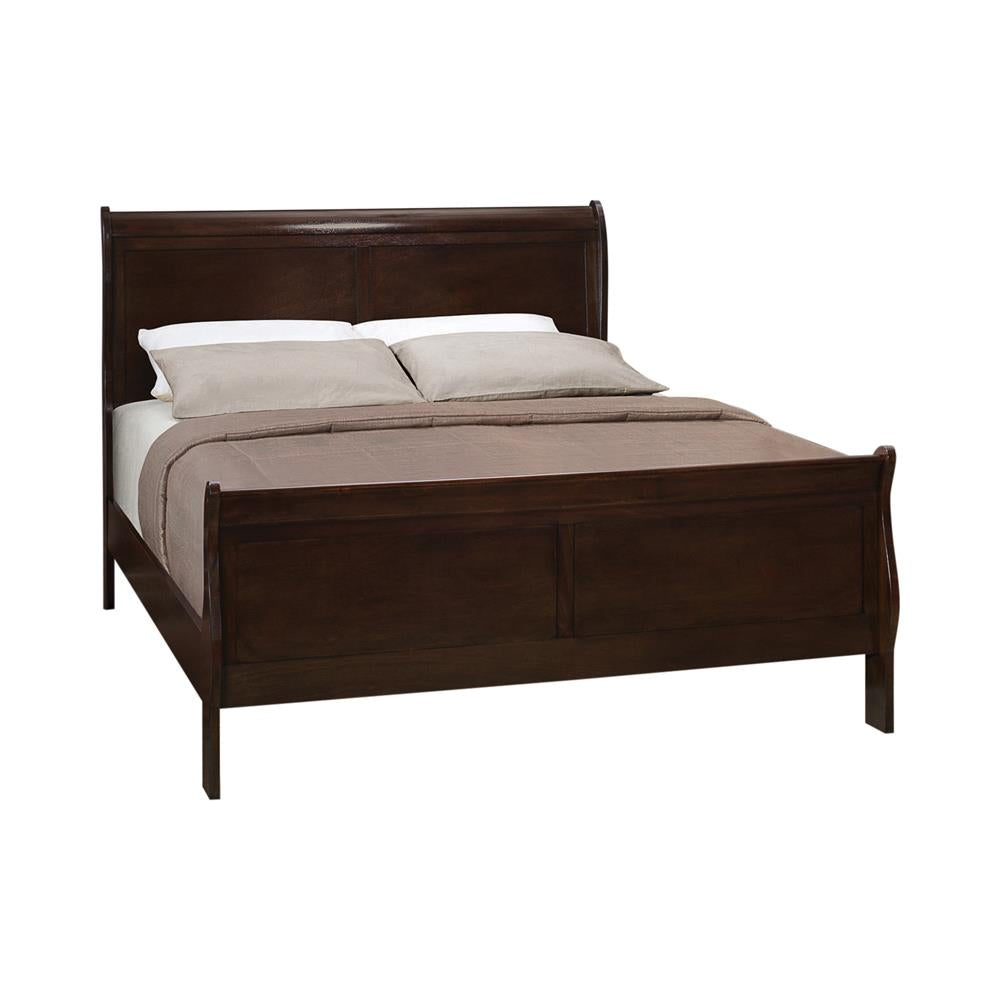 Louis Philippe Eastern King Panel Sleigh Bed Cappuccino - 202411KE - Bien Home Furniture &amp; Electronics