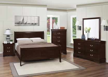 Louis Philippe Eastern King Panel Sleigh Bed Cappuccino - 202411KE - Bien Home Furniture &amp; Electronics