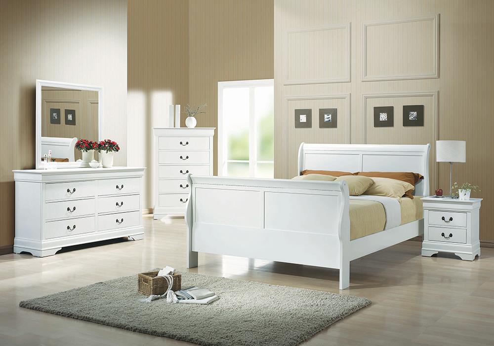 Louis Philippe Full Sleigh Panel Bed White - 204691F - Bien Home Furniture &amp; Electronics