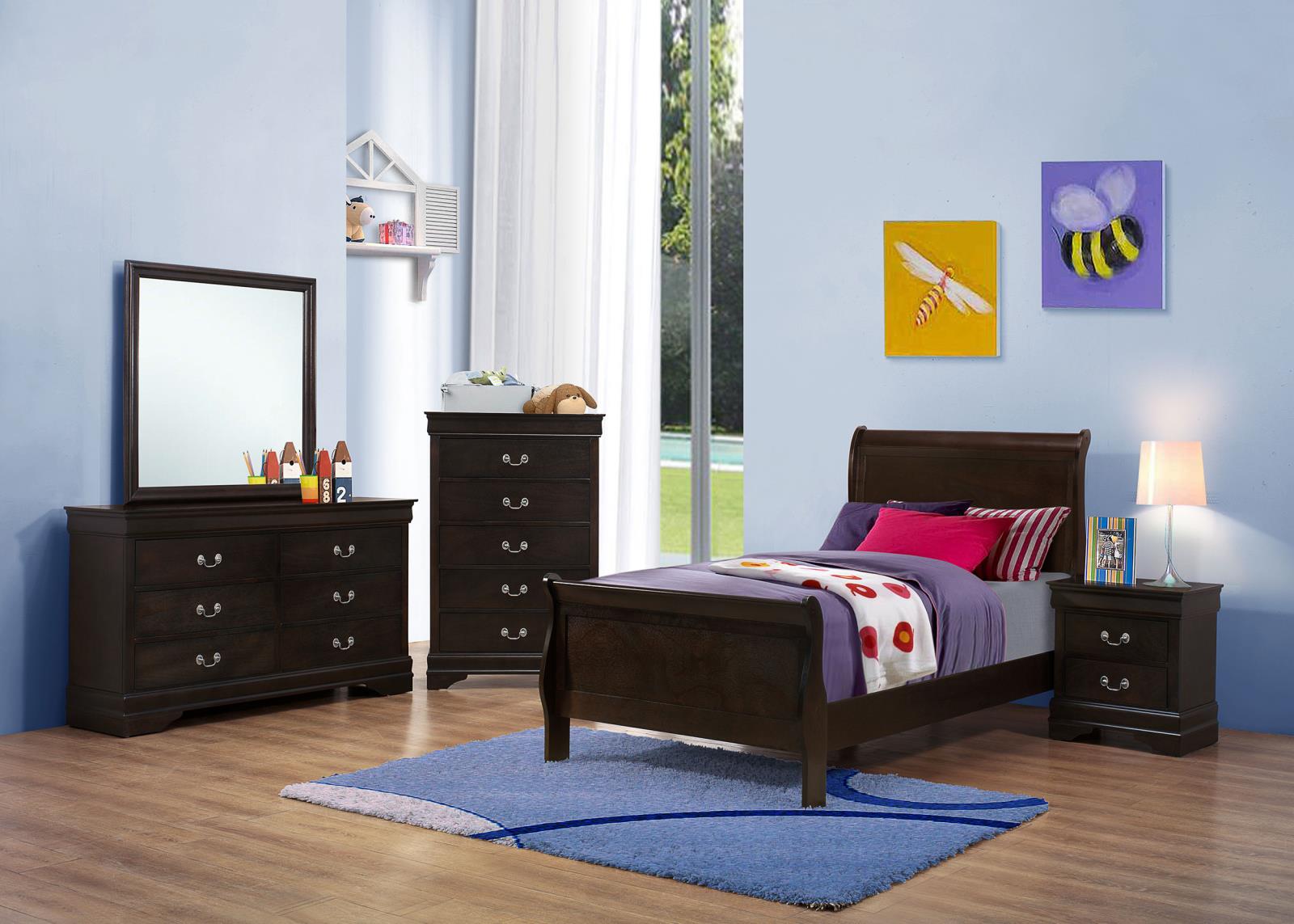 Louis Philippe Panel Bedroom Set with High Headboard - 202411T-S5 - Bien Home Furniture &amp; Electronics