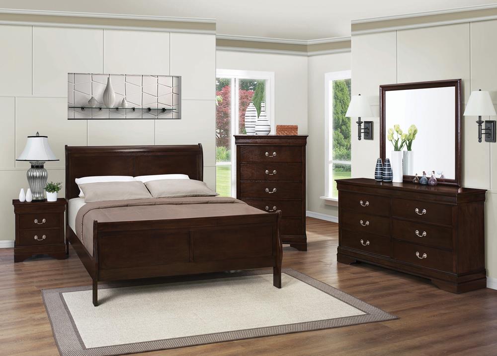 Louis Philippe Queen Panel Sleigh Bed Cappuccino - 202411Q - Bien Home Furniture &amp; Electronics