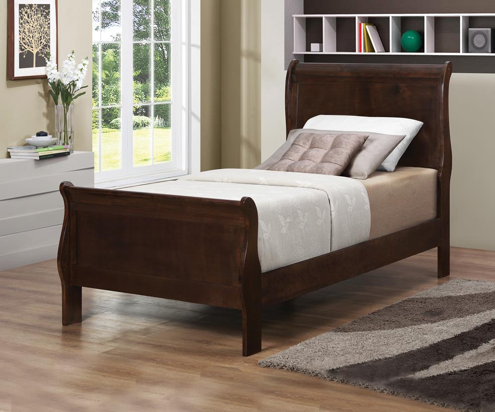 Louis Philippe Twin Panel Sleigh Bed Cappuccino - 202411T - Bien Home Furniture &amp; Electronics