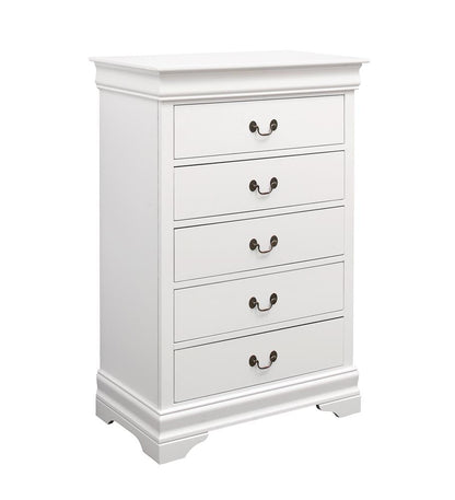 Louis Philippe White 5-Drawer Chest - 204695 - Bien Home Furniture &amp; Electronics