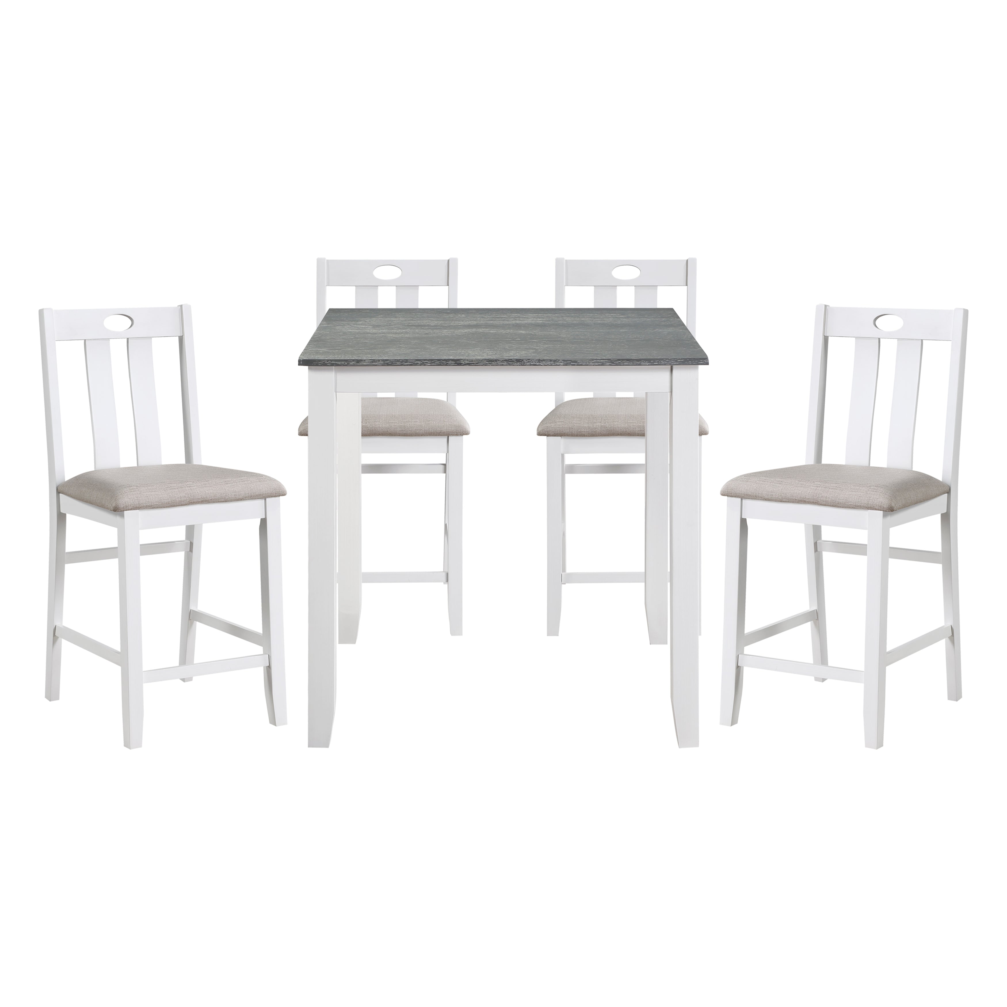 Lowell Bright White/Weathered Gray 5-Piece Counter Height Set - 5744WH-36 - Bien Home Furniture &amp; Electronics