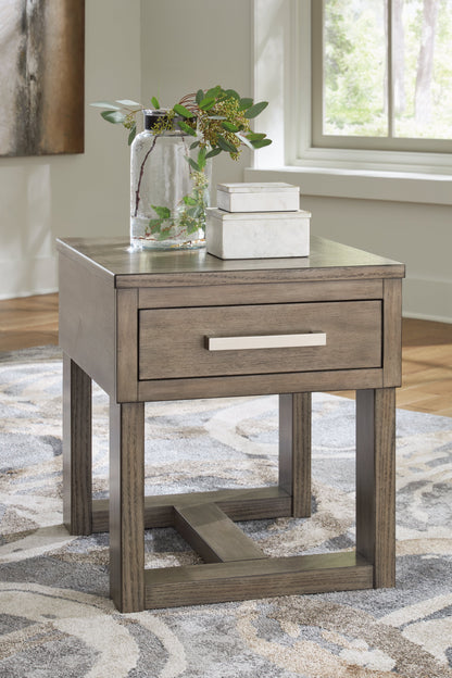 Loyaska Grayish Brown/White End Table - T854-3 - Bien Home Furniture &amp; Electronics