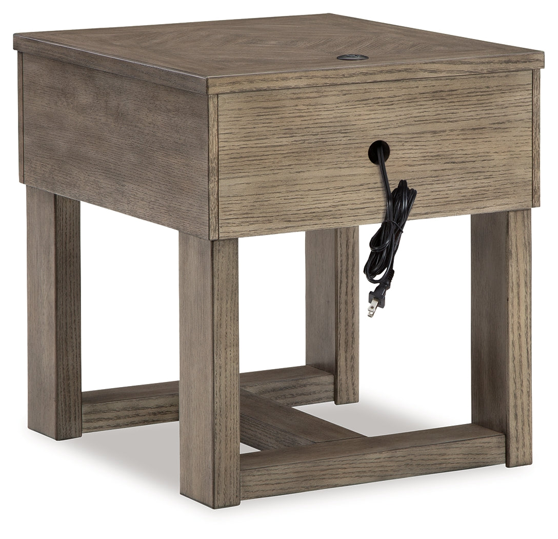 Loyaska Grayish Brown/White End Table - T854-3 - Bien Home Furniture &amp; Electronics