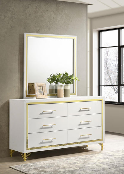 Lucia 6-drawer Bedroom Dresser with Mirror White - 224733M - Bien Home Furniture &amp; Electronics
