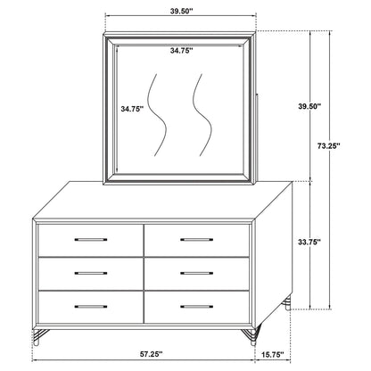 Lucia 6-drawer Bedroom Dresser with Mirror White - 224733M - Bien Home Furniture &amp; Electronics