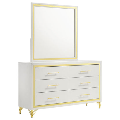 Lucia 6-drawer Bedroom Dresser with Mirror White - 224733M - Bien Home Furniture &amp; Electronics