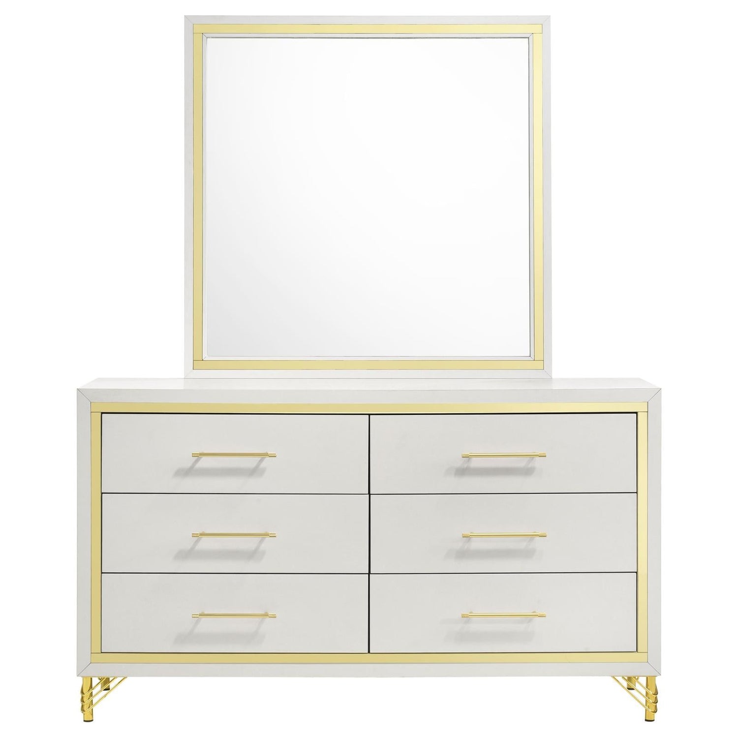 Lucia 6-drawer Bedroom Dresser with Mirror White - 224733M - Bien Home Furniture &amp; Electronics